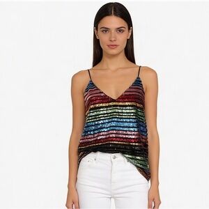 EXPRESS Sleeveless Vibrant Colored Sequin Top Size L